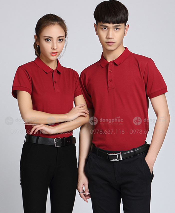 Áo polo đỏ đô trơn