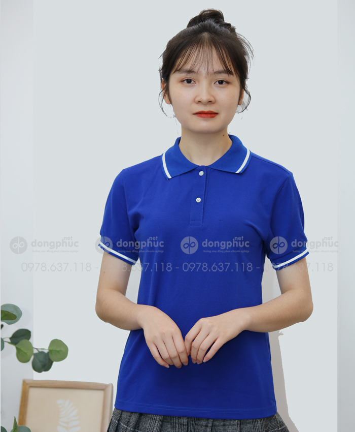 Áo phông polo mầu xanh bích
