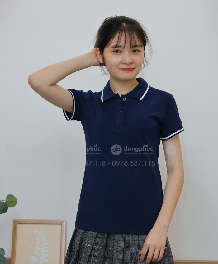 Áo polo xanh tím than