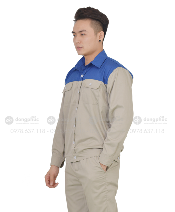 Đồng phục công nhân - ghi phối xanh