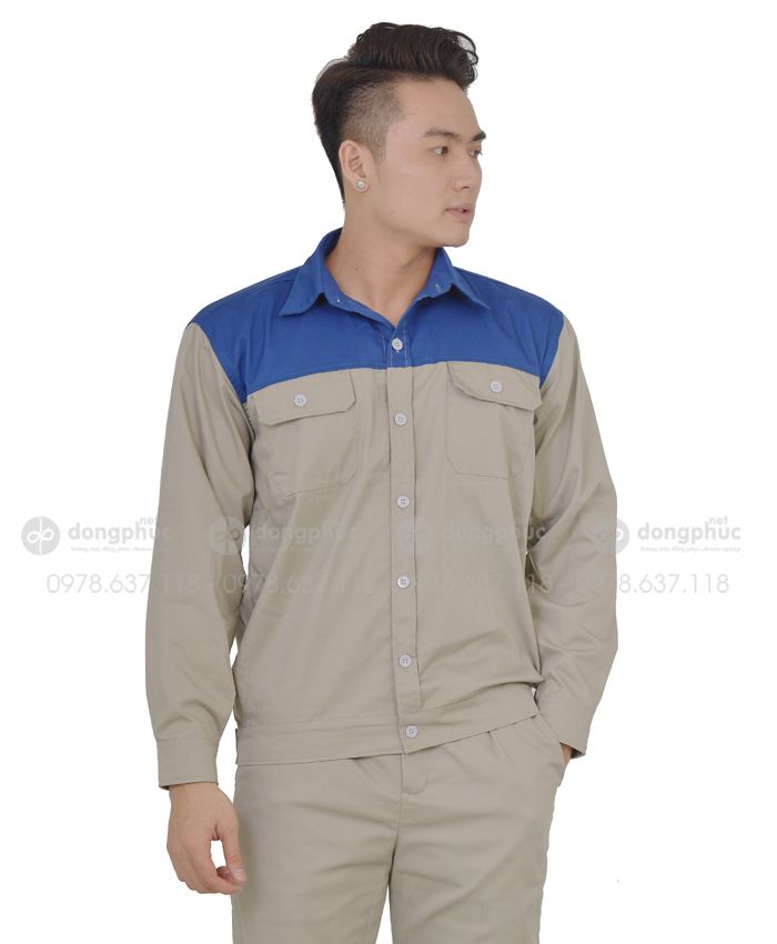 Đồng phục công nhân - Ghi phối xanh