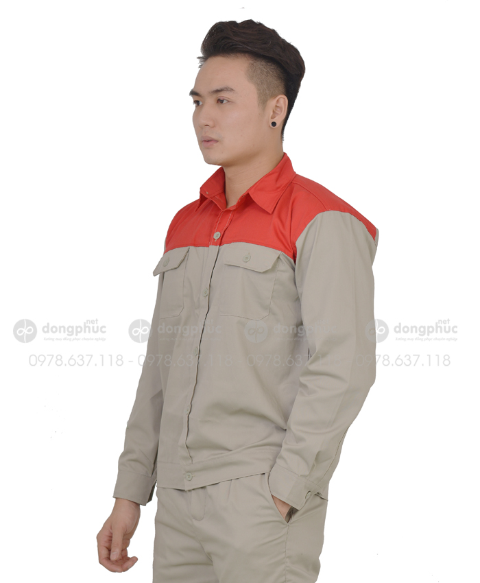 Đồng phục công nhân - Ghi phối đỏ