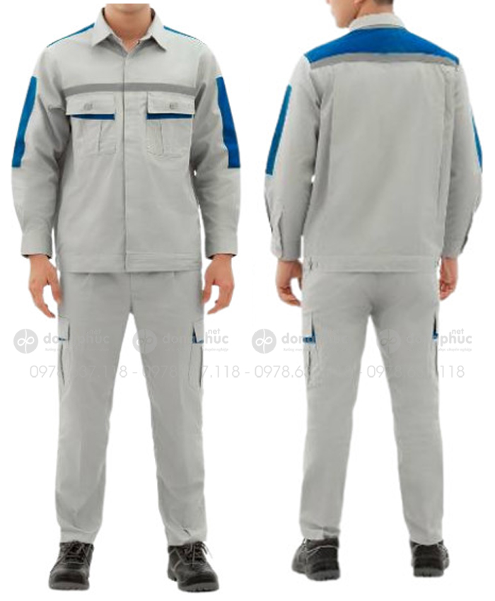 Đồng phục công nhân ghi phối xanh