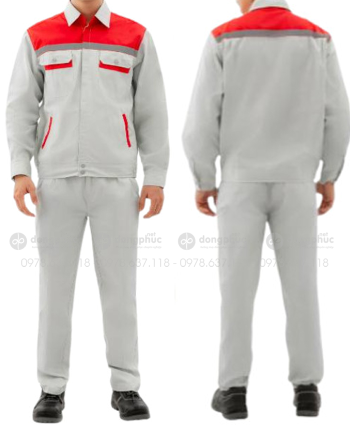 Đồng phục công nhân - Ghi phối đỏ