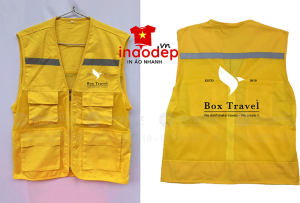 May và in áo gile Công ty Box Travel
