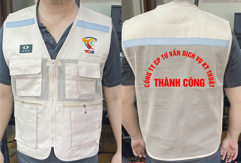 May và in áo gile Công ty CP tư vấn dịch vụ kỹ thuật Thành Công