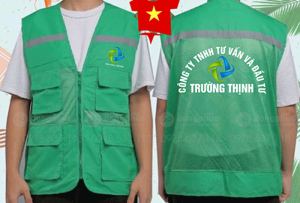 May và in áo gile màu xanh lá Công ty TNHH tư vấn và đầu tư Trường Thịnh