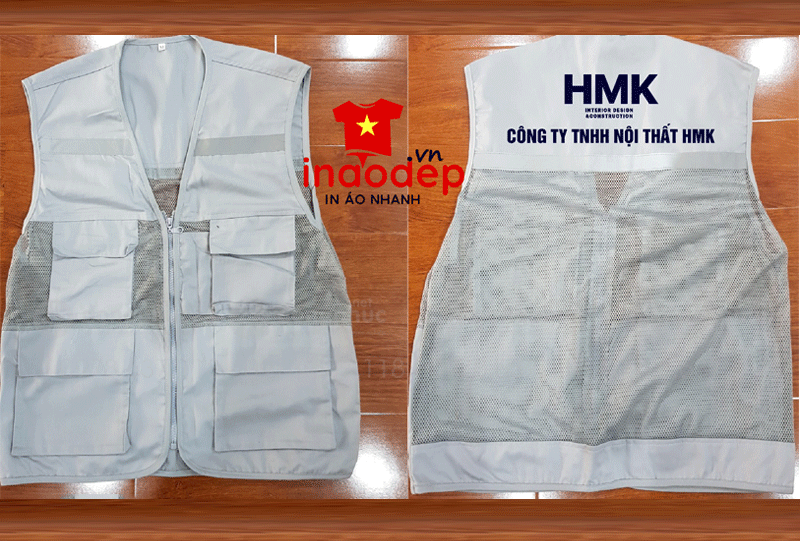 May và in áo gile màu xám nhạt Công ty TNHH Nội thất HMK