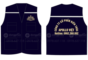 May và in áo gile màu xanh đen Công ty cổ phần kiến trúc Apollo Việt