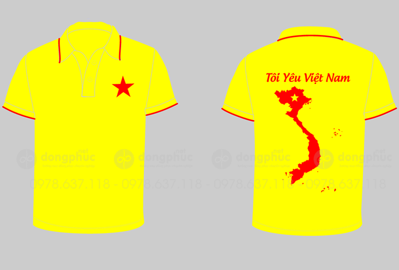 May và in áo phông màu vàng Tôi yêu Việt Nam