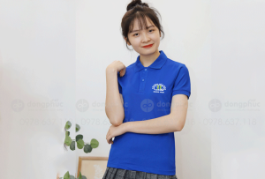 May và in áo phông màu xanh dương Trường mầm non Măng non