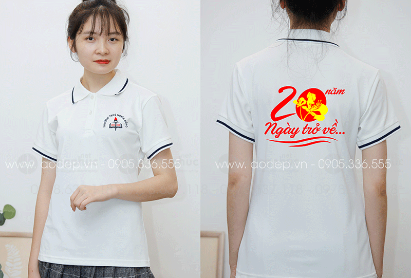 May và in áo phông Trường THCS Nghĩa Đồng 20 năm ngày trở về