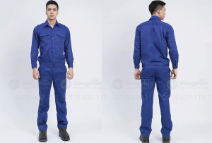 May và in đồng phục bảo hộ màu xanh dương