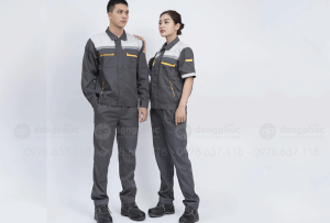 May và in đồng phục bảo hộ màu xám phối ghi