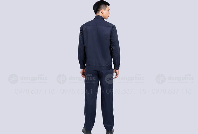 May và in đồng phục bảo hộ màu xanh đen