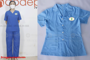 May và in đồng phục nữ Bệnh viện đa khoa Lâm Hoa Hưng Hà