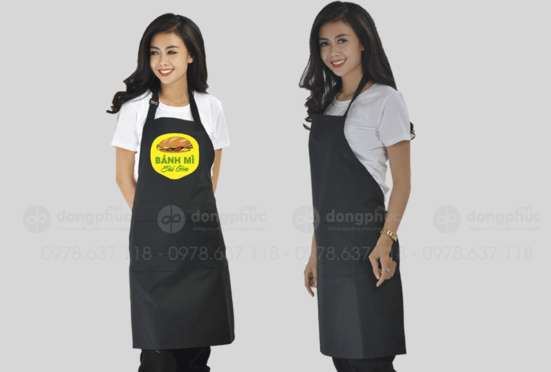 May và in tạp dề màu đen Quán Bánh mì Sài Gòn