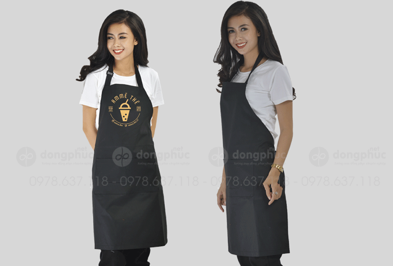 May và in tạp dề màu đen Quán Ammethe