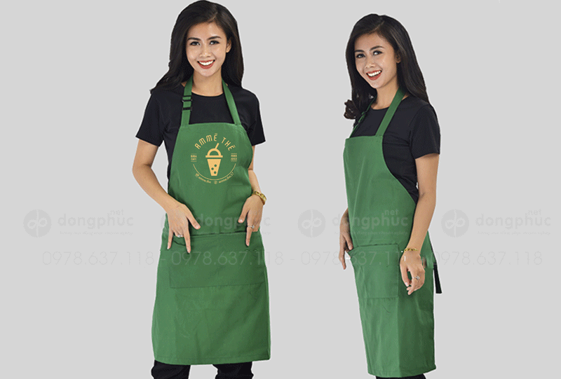 May và in tạp dề màu xanh lá cây Quán Ammethe