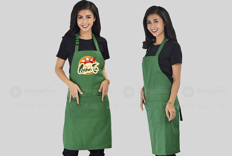 May và in tạp dề Quán Ta Lẩu cua đồng