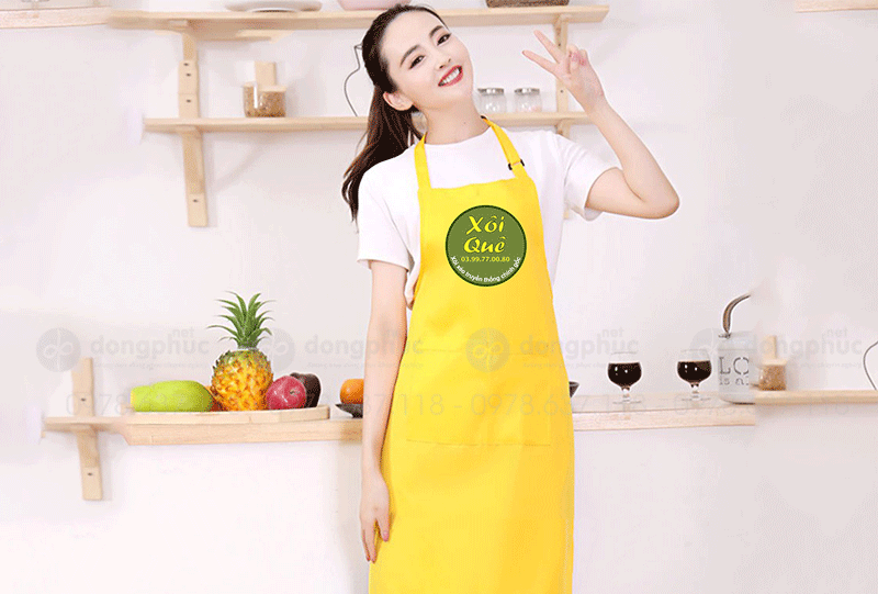 May và in tạp dề Quán Xôi Quê