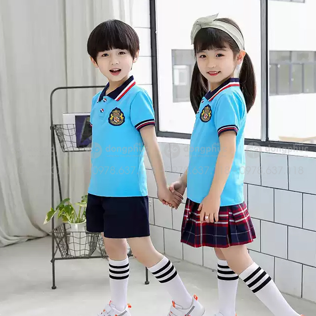 đồng phục mầm non mầu xanh