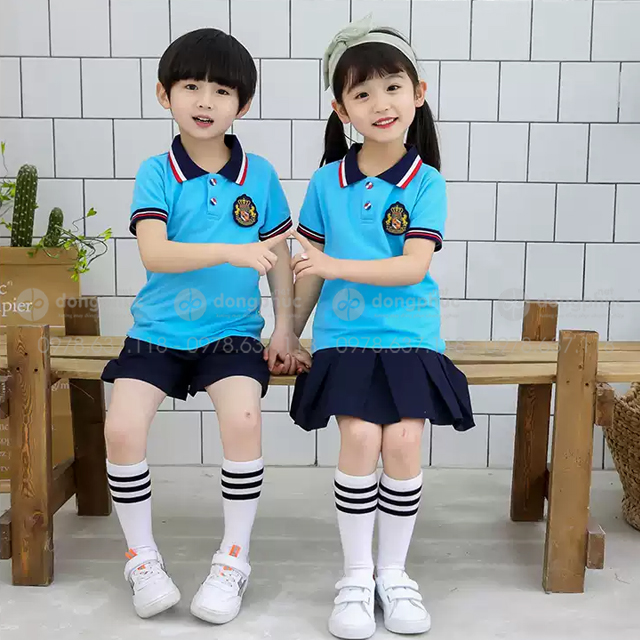 đồng phục mầm non mầu xanh