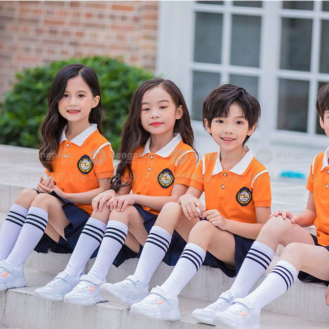 đồng phục mầm non mầu cam