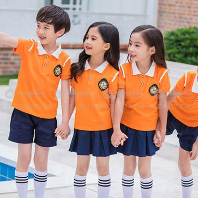 Áo đồng phục mầm non mầu cam