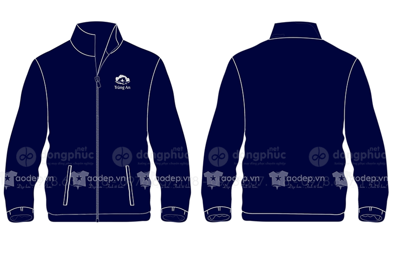 May và in áo khoác màu xanh đen Công ty Tràng An