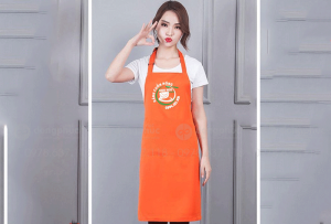 May và in tạp dề màu cam Quán Bánh cuốn nóng Anh Béo