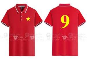 May và in áo phông màu đỏ số 9