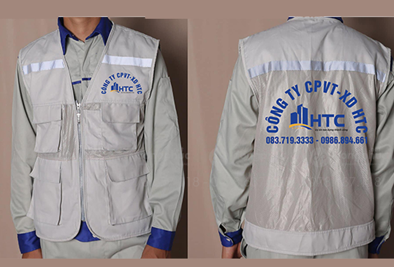 May và in áo gile Công ty CPVT-XD HTC