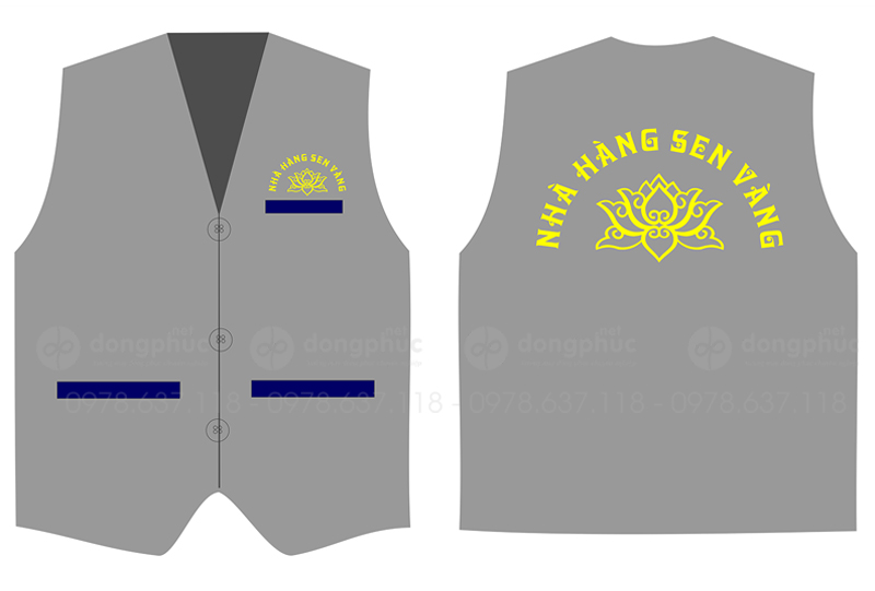 May và in áo gile màu xám Nhà hàng Sen Vàng