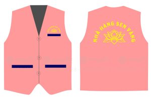 May và in áo gile màu hồng Nhà hàng Sen Vàng