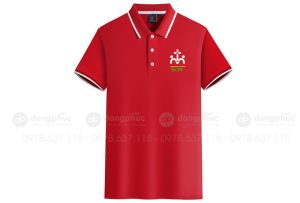 May và in áo phông đồng phục màu đỏ