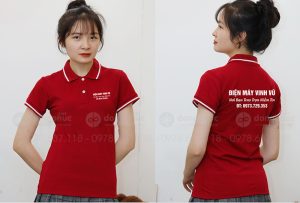 May và in áo phông màu đỏ Điện máy Minh Vũ