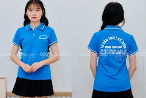 May và in áo phông màu xanh YA Tư vấn thiết kế Minh Phương