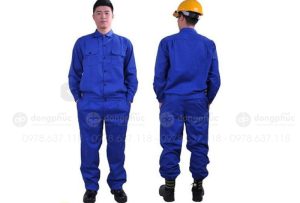 May và in đồng phục bảo hộ màu xanh dương