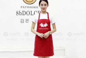 May và in tạp dề Quán Hisbiscus Drinks