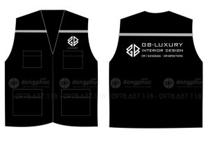 May và in áo gile màu đen GB-Luxury Interior
