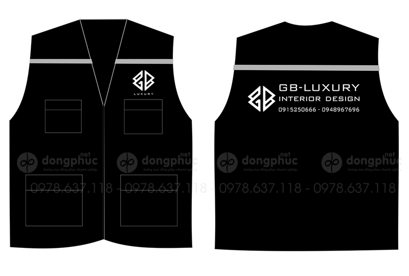 May và in áo gile màu đen GB-Luxury Interior