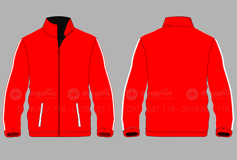May và in áo khoác đồng phục màu đỏ