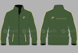 May và in áo khoác màu xanh Iri Factory Vina