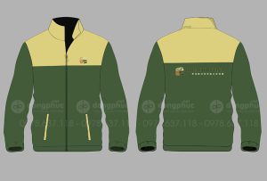 May và in áo khoác màu xanh lá cây phối vàng Iri Factory Vina