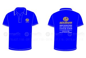 May và in áo phông màu xanh dương Auto William Internacional LDA