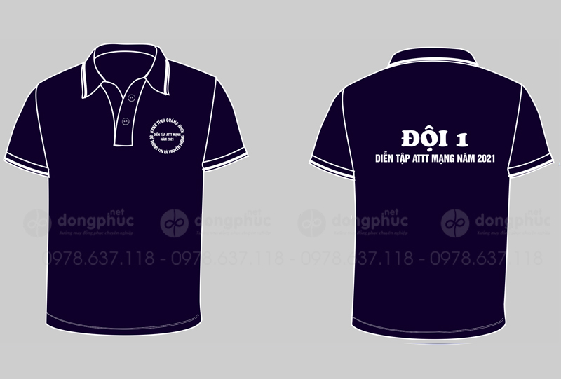 May và in áo phông màu đen Đội 1 - Diễn tập ANTT Mạng năm 2021