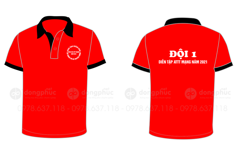 May và in áo phông màu đỏ Đội 1 - Diễn tập ATTT mạng năm 2021