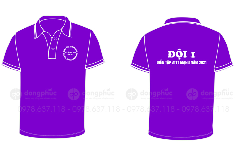 May và in áo phông màu tím Đội 1 - Diễn tập ANTT Mạng năm 2021