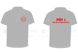 May và in áo phông màu xám Đội 1 - Diễn tập ANTT Mạng năm 2021